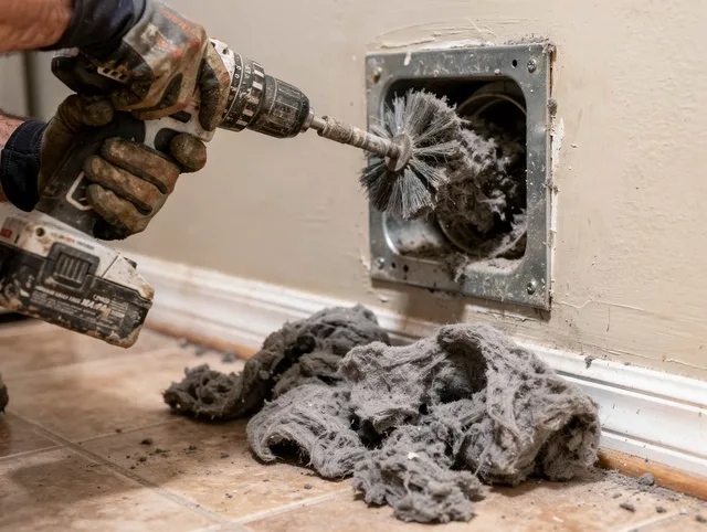 Certified San Juan Capistrano Dryer Vent Cleaning technician performing dryer vent cleaning in San Juan Capistrano
