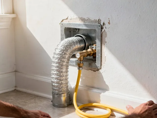 San Juan Capistrano Dryer Vent Cleaning certified technician performing specialized gas dryer vent cleaning in San Juan Capistrano